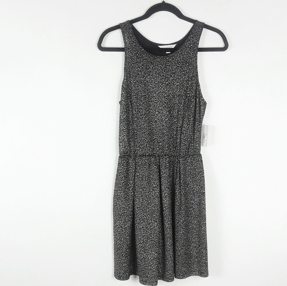 Charming Charlie Silver Racerback Medium Dress Sleeveless Short Metallic Summer